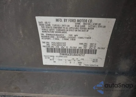 2018 Ford Flex Sel из США, поврежденный, VIN 2FMHK6C85JBA04252